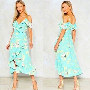 Floral Print Ruffle High-Low Dress